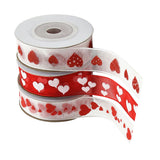 Maxbell 3x5 Yards 15mm Sheer Organza Ribbon with Love Heart Printed For Valentine's Day Gift Package Wrapping, Hair Bow Clips & Accessories Making, Crafting, Wedding,