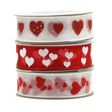 Maxbell 3x5 Yards 15mm Sheer Organza Ribbon with Love Heart Printed For Valentine's Day Gift Package Wrapping, Hair Bow Clips & Accessories Making, Crafting, Wedding,