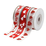 Maxbell 3x5 Yards 15mm Sheer Organza Ribbon with Love Heart Printed For Valentine's Day Gift Package Wrapping, Hair Bow Clips & Accessories Making, Crafting, Wedding,