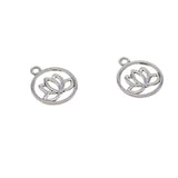 Maxbell 30 Pieces Tibetan Silver Hollow Out Yoga Lotus Flower Pendant Charms DIY Making