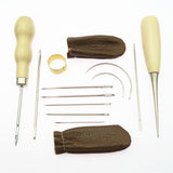 Maxbell 22 Pieces Leather Craft Hand Stitching Sewing Tools Awl Waxed Thread Thimble Kit