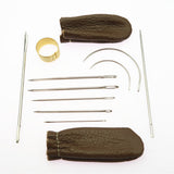 Maxbell 22 Pieces Leather Craft Hand Stitching Sewing Tools Awl Waxed Thread Thimble Kit