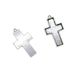 Maxbell 20 Pieces Lots 31.4x19x6.5MM Vintage Cross Pendant Bezel Trays, Tibetan Silver, Blanks Cameo Bezel Cabochon Settings for Jewelry Making Charms