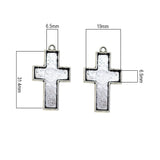 Maxbell 20 Pieces Lots 31.4x19x6.5MM Vintage Cross Pendant Bezel Trays, Tibetan Silver, Blanks Cameo Bezel Cabochon Settings for Jewelry Making Charms
