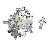 Maxbell 20 Pieces Lots 31.4x19x6.5MM Vintage Cross Pendant Bezel Trays, Tibetan Silver, Blanks Cameo Bezel Cabochon Settings for Jewelry Making Charms