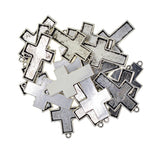 Maxbell 20 Pieces Lots 31.4x19x6.5MM Vintage Cross Pendant Bezel Trays, Tibetan Silver, Blanks Cameo Bezel Cabochon Settings for Jewelry Making Charms