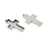 Maxbell 20 Pieces Lots 31.4x19x6.5MM Vintage Cross Pendant Bezel Trays, Tibetan Silver, Blanks Cameo Bezel Cabochon Settings for Jewelry Making Charms