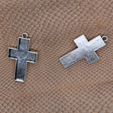Maxbell 20 Pieces Lots 31.4x19x6.5MM Vintage Cross Pendant Bezel Trays, Tibetan Silver, Blanks Cameo Bezel Cabochon Settings for Jewelry Making Charms