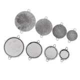 Maxbell 50 Pieces Assorted Tibetan Silver Bezel Pendant Trays Double Loops Round Cabochon Settings Trays Pendant Blanks DIY Jewelry Making Findings 12- 25mm Bezel