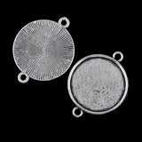 Maxbell 50 Pieces Assorted Tibetan Silver Bezel Pendant Trays Double Loops Round Cabochon Settings Trays Pendant Blanks DIY Jewelry Making Findings 12- 25mm Bezel