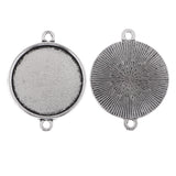 Maxbell 50 Pieces Assorted Tibetan Silver Bezel Pendant Trays Double Loops Round Cabochon Settings Trays Pendant Blanks DIY Jewelry Making Findings 12- 25mm Bezel