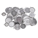 Maxbell 50 Pieces Assorted Tibetan Silver Bezel Pendant Trays Double Loops Round Cabochon Settings Trays Pendant Blanks DIY Jewelry Making Findings 12- 25mm Bezel