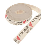 Maxbell 5 Yards Hand Made With Love Heart Fabric Ribbon Gift Package Craft Decor