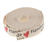Maxbell 5 Yards Hand Made With Love Heart Fabric Ribbon Gift Package Craft Decor