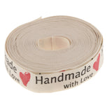 Maxbell 5 Yards Hand Made With Love Heart Fabric Ribbon Gift Package Craft Decor