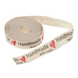 Maxbell 5 Yards Hand Made With Love Heart Fabric Ribbon Gift Package Craft Decor
