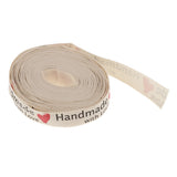 Maxbell 5 Yards Hand Made With Love Heart Fabric Ribbon Gift Package Craft Decor