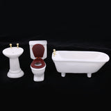 Maxbell 3pcs Mini White Ceramic Bathroom Set for 1:12th Scale Dolls House Furniture