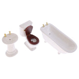 Maxbell 3pcs Mini White Ceramic Bathroom Set for 1:12th Scale Dolls House Furniture