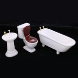 Maxbell 3pcs Mini White Ceramic Bathroom Set for 1:12th Scale Dolls House Furniture