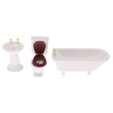 Maxbell 3pcs Mini White Ceramic Bathroom Set for 1:12th Scale Dolls House Furniture