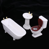 Maxbell 3pcs Mini White Ceramic Bathroom Set for 1:12th Scale Dolls House Furniture