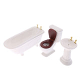 Maxbell 3pcs Mini White Ceramic Bathroom Set for 1:12th Scale Dolls House Furniture