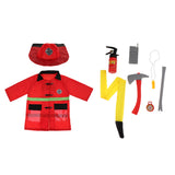 Maxbell 9pcs: Clothes Hat Walkie-talkie, etc Fireman Chief Dress-Up Uniform Cosplay Outfit For Children Role Playing