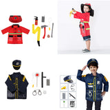 Maxbell 9pcs: Clothes Hat Walkie-talkie, etc Fireman Chief Dress-Up Uniform Cosplay Outfit For Children Role Playing