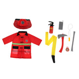Maxbell 9pcs: Clothes Hat Walkie-talkie, etc Fireman Chief Dress-Up Uniform Cosplay Outfit For Children Role Playing