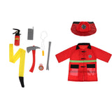 Maxbell 9pcs: Clothes Hat Walkie-talkie, etc Fireman Chief Dress-Up Uniform Cosplay Outfit For Children Role Playing