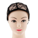 Maxbell Black Hair Net Wig Cap for Women Making Wig with Adjustable Straps Swiss Lace Medium Size