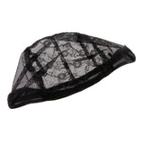 Maxbell Black Hair Net Wig Cap for Women Making Wig with Adjustable Straps Swiss Lace Medium Size
