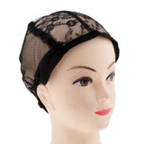 Maxbell Black Hair Net Wig Cap for Women Making Wig with Adjustable Straps Swiss Lace Medium Size
