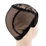 Maxbell Black Hair Net Wig Cap for Women Making Wig with Adjustable Straps Swiss Lace Medium Size