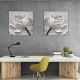 Maxbell 2pcs Canvas Print 3D White Rose Flower Prints Wall Art Poster Picture with Unframed Paintings Picture