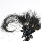 Maxbell 1920s Flapper Headband Roaring 20s Headpiece Gatsby Peacock Feather Headwear