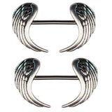 Maxbell 1 Pair Angel Wings 14 Gauge Nipple Ring Bar Shields Body Jewelry Charms