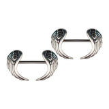 Maxbell 1 Pair Angel Wings 14 Gauge Nipple Ring Bar Shields Body Jewelry Charms