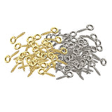 Maxbell 200pcs Eye Bolts Needle Screw White K Eye Pin Keychain DIY Pendants Supplies