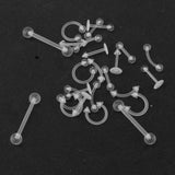 Maxbell 24Pcs Clear Acrylic Nose Studs Ring Retainers Bars Piercing Jewelry