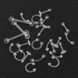 Maxbell 24Pcs Clear Acrylic Nose Studs Ring Retainers Bars Piercing Jewelry