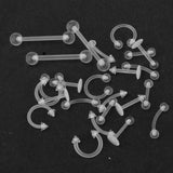 Maxbell 24Pcs Clear Acrylic Nose Studs Ring Retainers Bars Piercing Jewelry