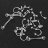 Maxbell 24Pcs Clear Acrylic Nose Studs Ring Retainers Bars Piercing Jewelry