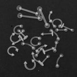 Maxbell 24Pcs Clear Acrylic Nose Studs Ring Retainers Bars Piercing Jewelry