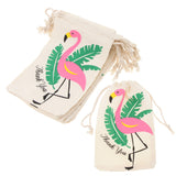 Maxbell 10pcs Flamingo Cotton Linen Sack Jewelry Pouch Drawstring Bag Wedding Favor