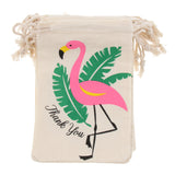 Maxbell 10pcs Flamingo Cotton Linen Sack Jewelry Pouch Drawstring Bag Wedding Favor