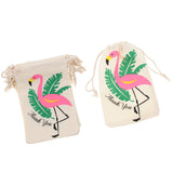 Maxbell 10pcs Flamingo Cotton Linen Sack Jewelry Pouch Drawstring Bag Wedding Favor