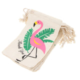 Maxbell 10pcs Flamingo Cotton Linen Sack Jewelry Pouch Drawstring Bag Wedding Favor