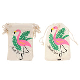 Maxbell 10pcs Flamingo Cotton Linen Sack Jewelry Pouch Drawstring Bag Wedding Favor